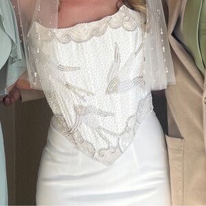 Clio Peppiatt Beaded Corset Top Sparrows Birds Embellished Bridal Wedding Luxury